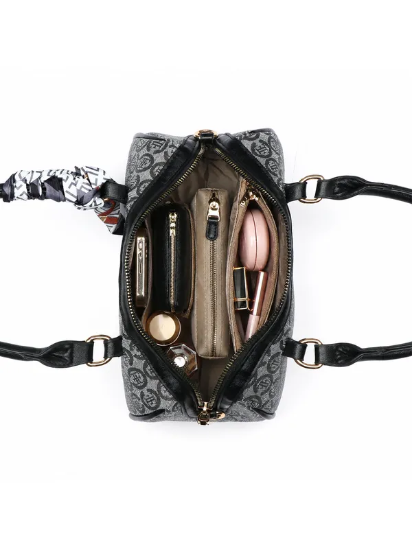 Exotic_Monogram_Pattern_Top_Handheld_Slingbag_Black_Black