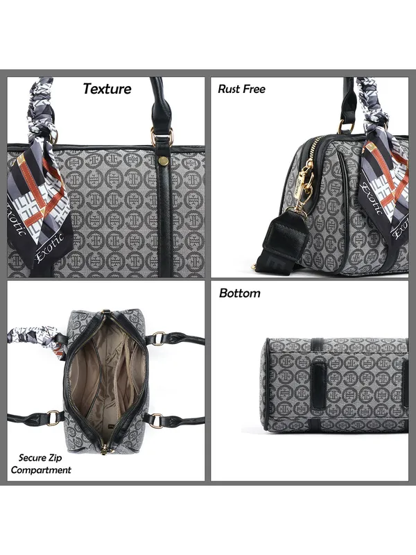 Exotic_Monogram_Pattern_Top_Handheld_Slingbag_Black_Black
