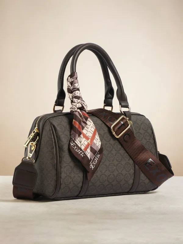 Exotic_Monogram_Pattern_Top_Handheld_Slingbag_Brown_Brown