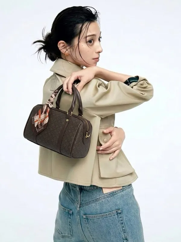 Exotic_Monogram_Pattern_Top_Handheld_Slingbag_Brown_Brown