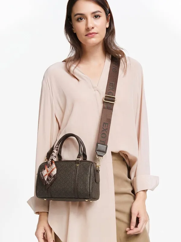 Exotic_Monogram_Pattern_Top_Handheld_Slingbag_Brown_Brown