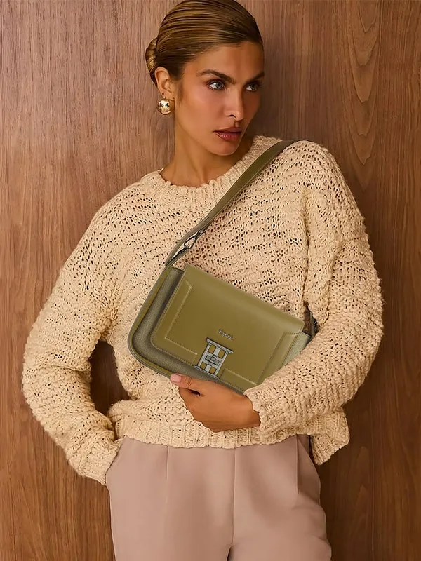 Exotic_Ravelle_Structured_Shoulder_Bag_For_Women_Green_Green