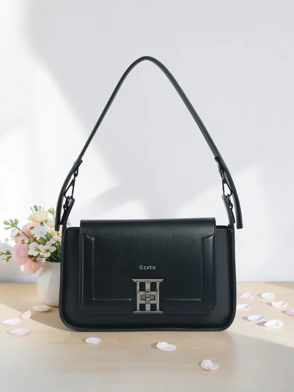Exotic_Ravelle_Structured_Shoulder_Bag_For_Women_Black_Black