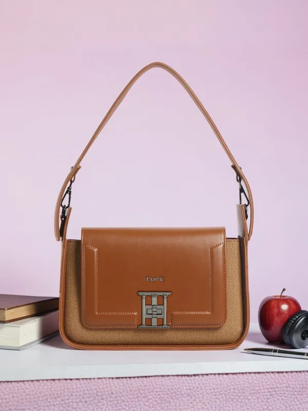 Exotic_Ravelle_Structured_Shoulder_Bag_For_Women_Brown_Brown