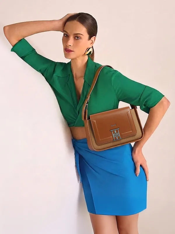 Exotic_Ravelle_Structured_Shoulder_Bag_For_Women_Brown_Brown