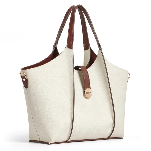 Exotic_Canvas_Totebag_For_Work_Travel_Everyday_Fashion_White_White
