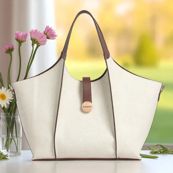 Exotic_Canvas_Totebag_For_Work_Travel_Everyday_Fashion_White_White