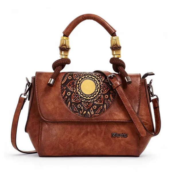 Exotic_Satchel_Retro_Embossed_Sling_Bag_For_Women_Brown_Brown
