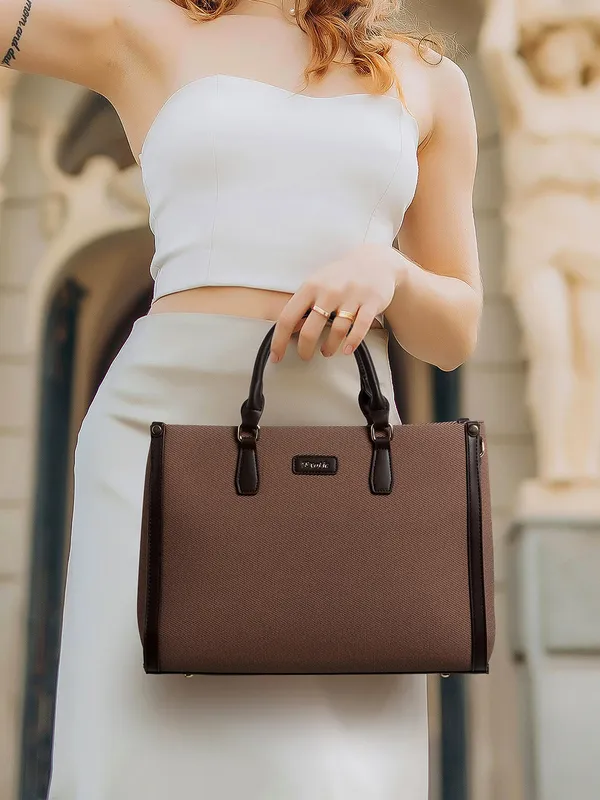 Exotic_Structured_Executive_Oversize_Tote_Hand_Bag_Wine_Brown