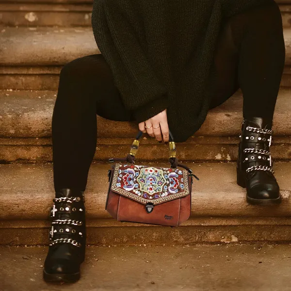 Exotic_Satchel_Vintage_Retro_Embroidery_Purse_Brown_Brown