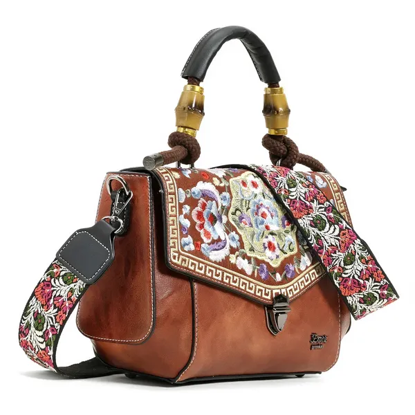 Exotic_Satchel_Vintage_Retro_Embroidery_Purse_Brown_Brown