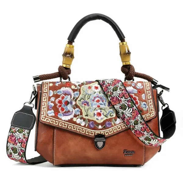 Exotic_Satchel_Vintage_Retro_Embroidery_Purse_Brown_Brown