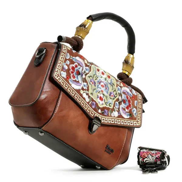 Exotic_Satchel_Vintage_Retro_Embroidery_Purse_Brown_Brown
