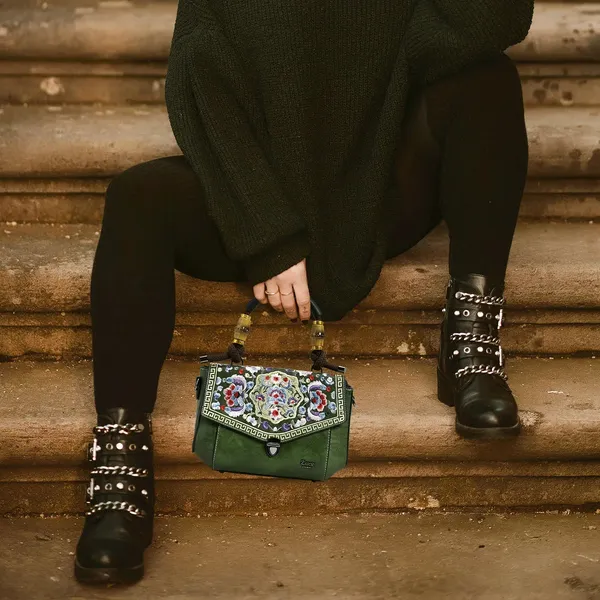 Exotic_Satchel_Vintage_Retro_Embroidery_Purse_Green_Green