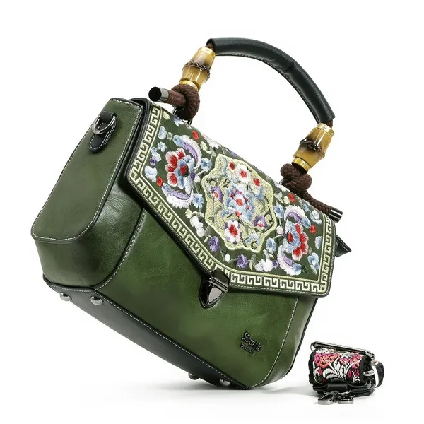 Exotic_Satchel_Vintage_Retro_Embroidery_Purse_Green_Green