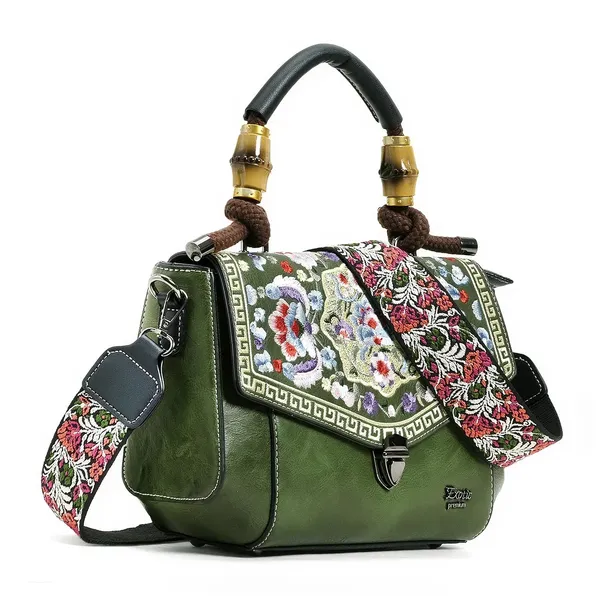 Exotic_Satchel_Vintage_Retro_Embroidery_Purse_Green_Green