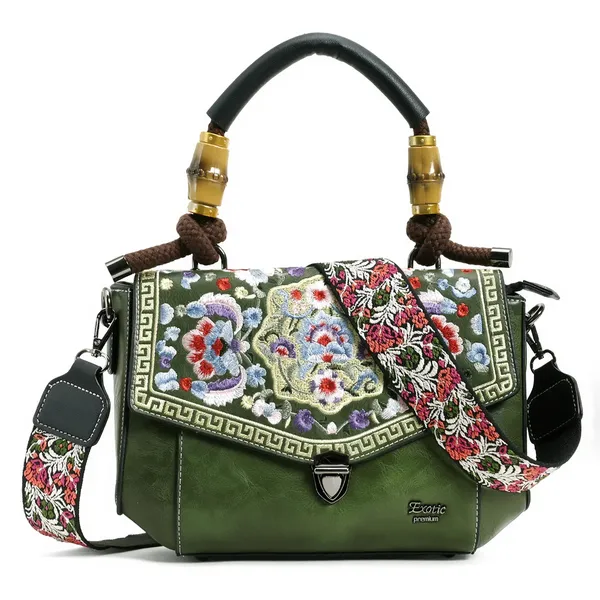 Exotic_Satchel_Vintage_Retro_Embroidery_Purse_Green_Green