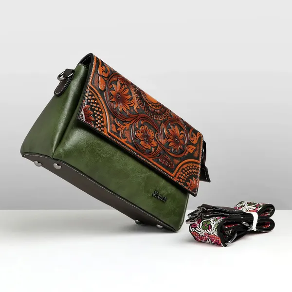 Emboridery_Premium_Shoulder_Sling_Bag_Green_Green