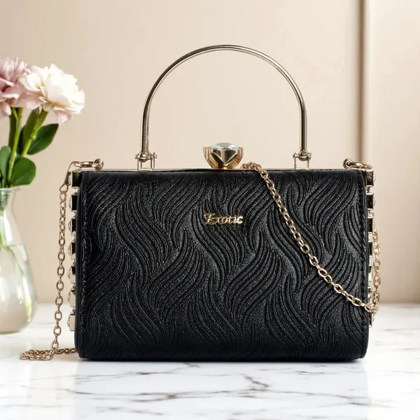 Exotic_Premium_Crystal_Charm_Sling_Bag_With_Detachable_Chain_Handel_Gift_For_Women_Black_Black