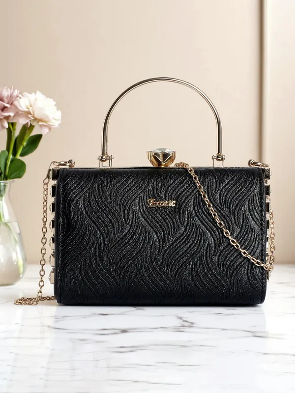 Exotic_Premium_Crystal_Charm_Sling_Bag_With_Detachable_Chain_Handel_Gift_For_Women_Black_Black