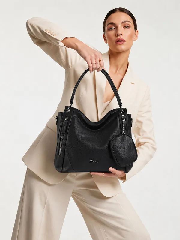 Exotic_Pebbled_Hobo_Stylish_Shoulder_Bag_Black