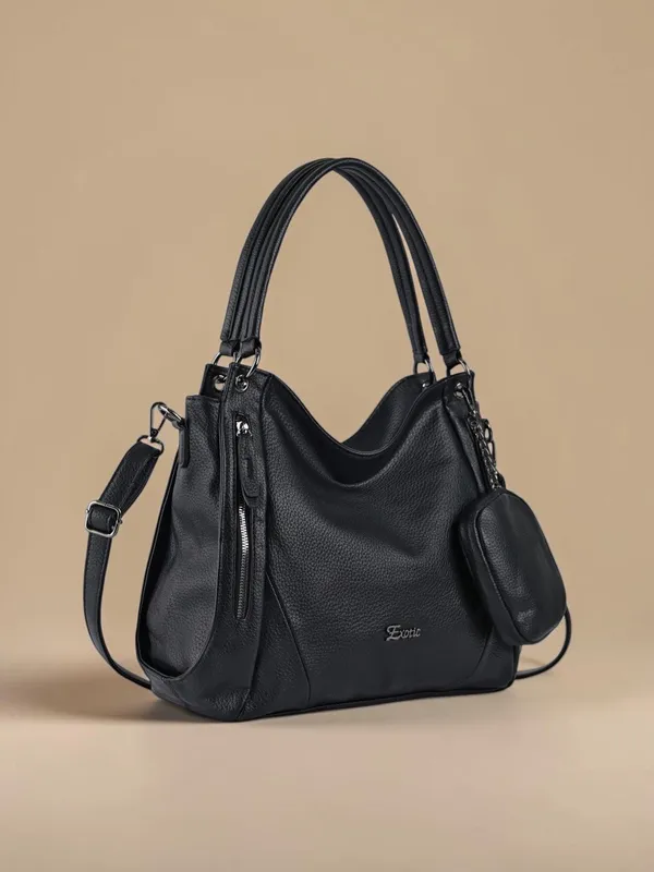 Exotic_Pebbled_Hobo_Stylish_Shoulder_Bag_Black