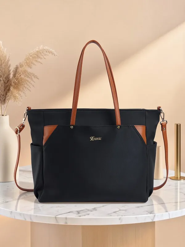 Exotic_Women_S_Tote_Bag_With_Crossbody_Strap_Black