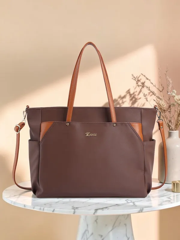 Exotic_Women_S_Tote_Bag_With_Crossbody_Strap_Brown