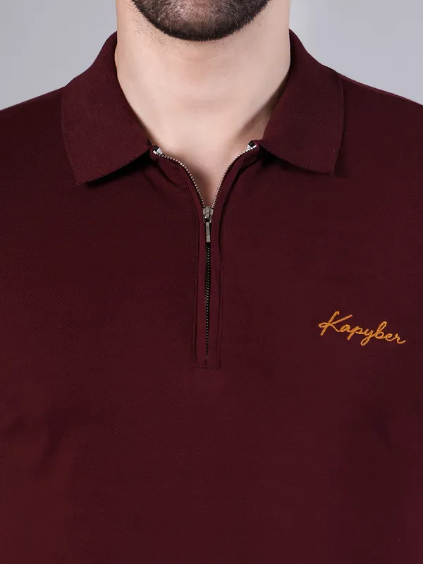 Maroon_Regular_Fit_Polo_T-Shirt_for_Men