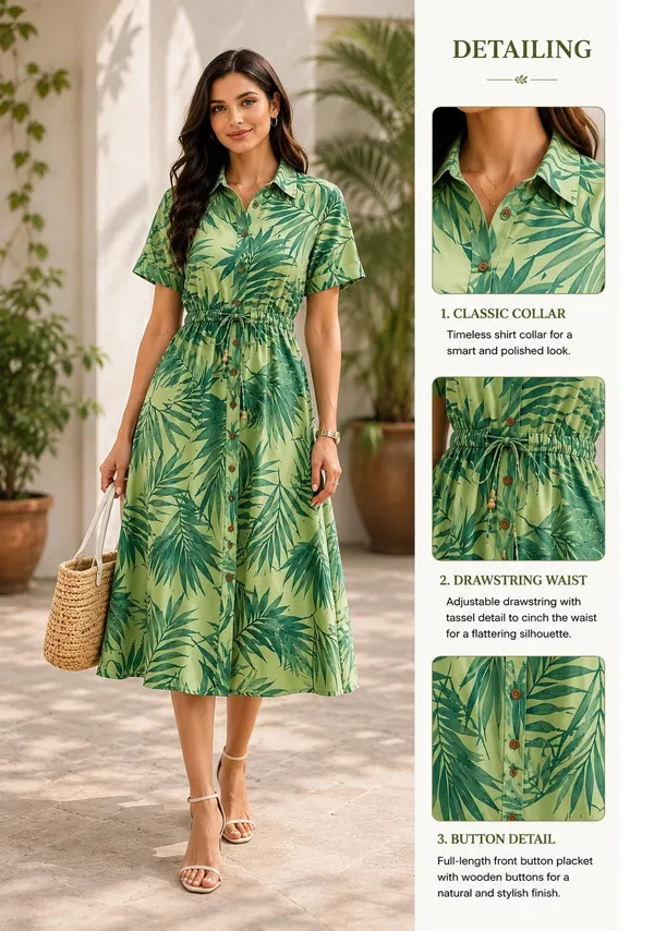 Green_Botancial_Shirt_Dress_Green