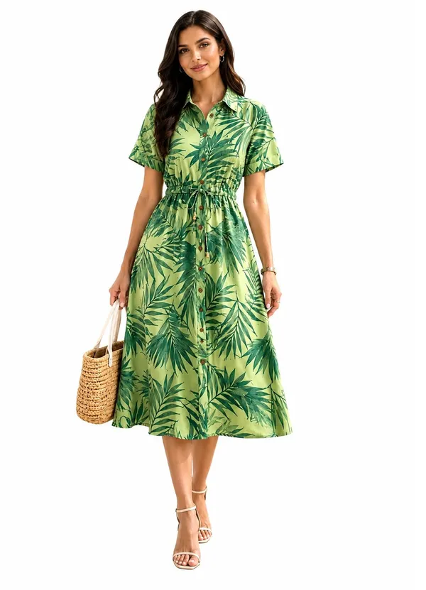 Green_Botancial_Shirt_Dress_Green