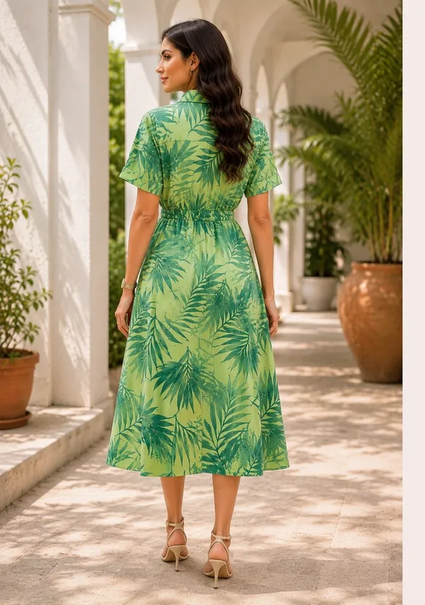 Green_Botancial_Shirt_Dress_Green