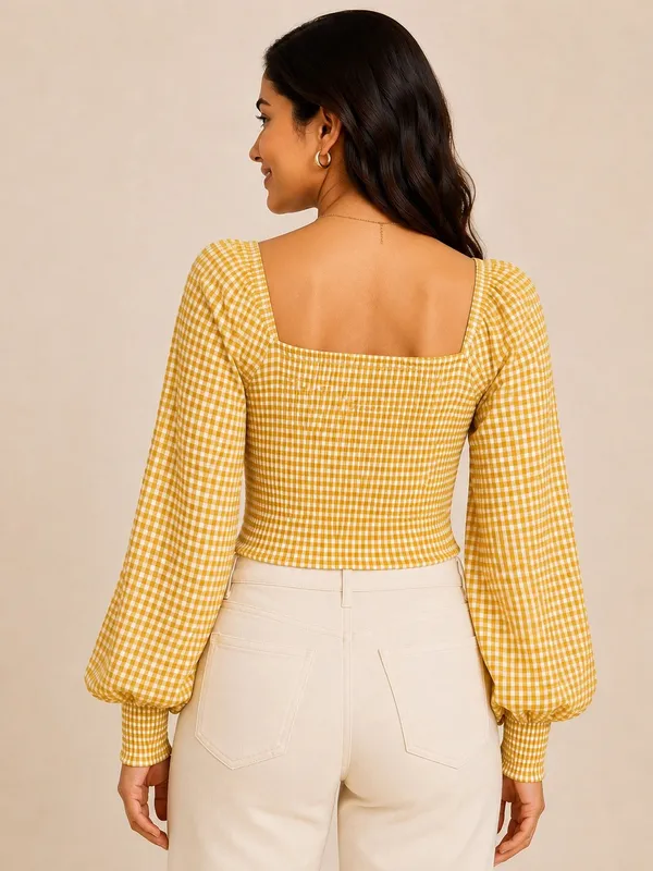 Yellow_Checked_Knotted_Top_Mustard