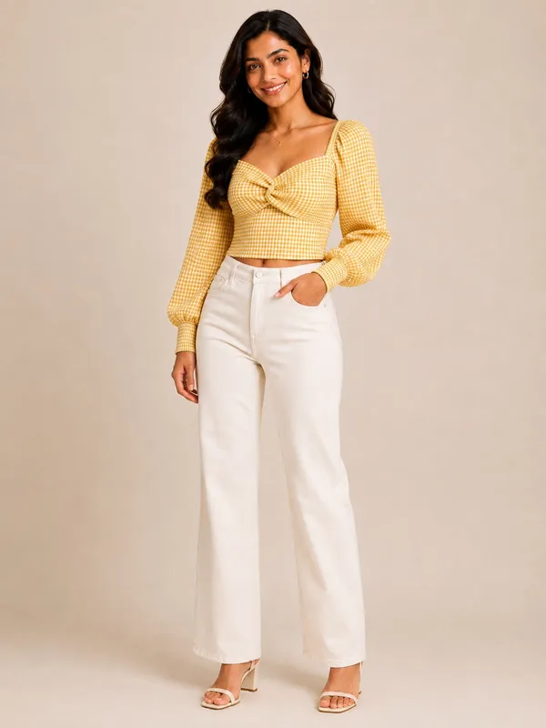 Yellow_Checked_Knotted_Top_Mustard