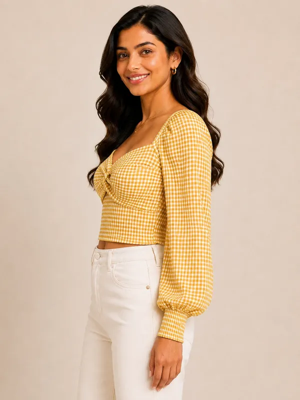 Yellow_Checked_Knotted_Top_Mustard