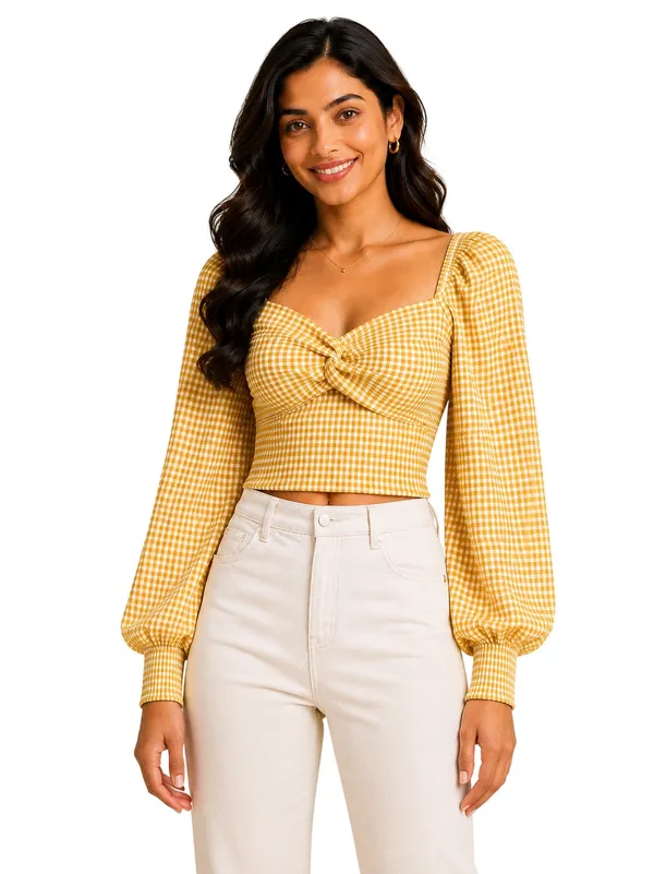 Yellow_Checked_Knotted_Top_Mustard