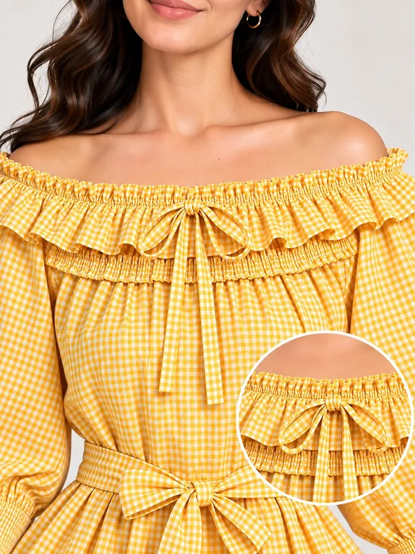 Yellow_Checked_Cotton_Dress_Yellow