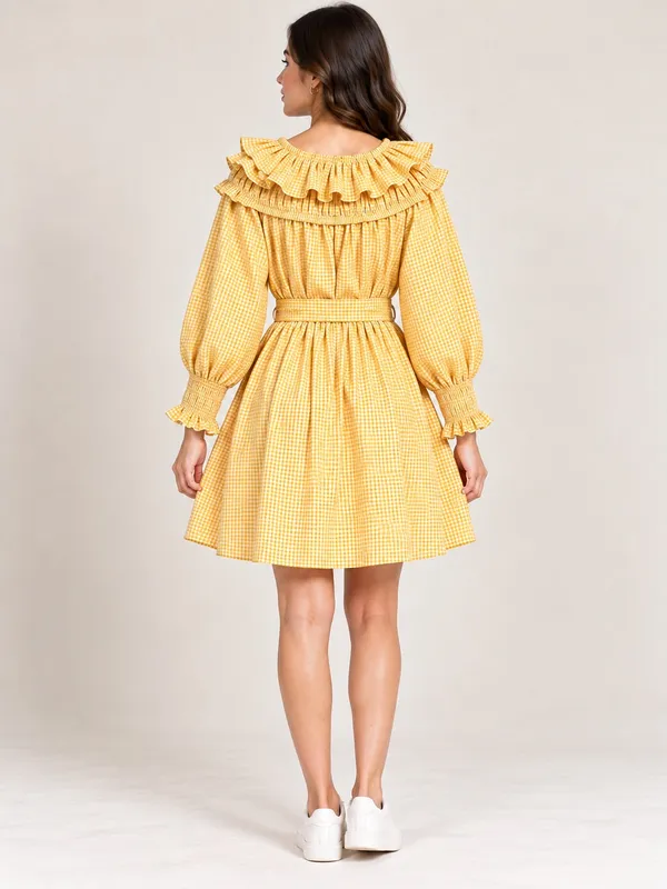 Yellow_Checked_Cotton_Dress_Yellow