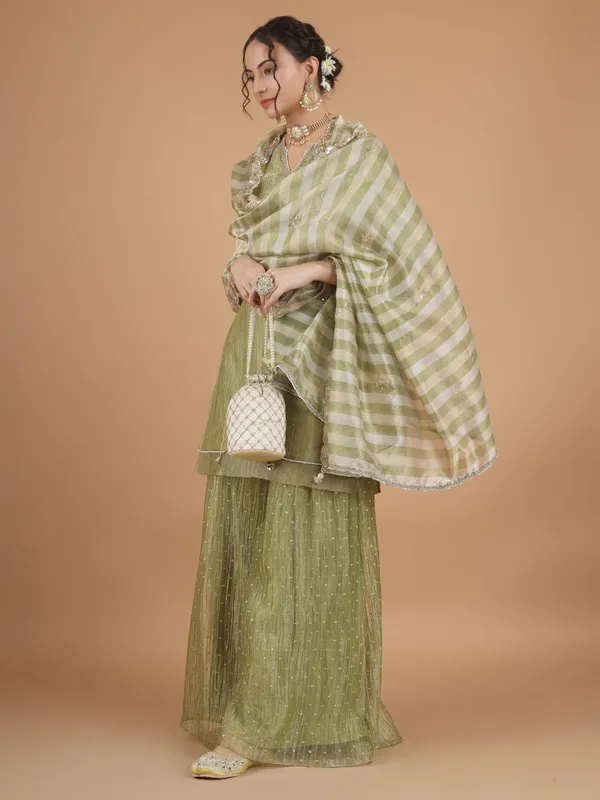 Sage_Zari_Crush_Tissue_Kurta_Set_With_Dupatta_Set_Of_3