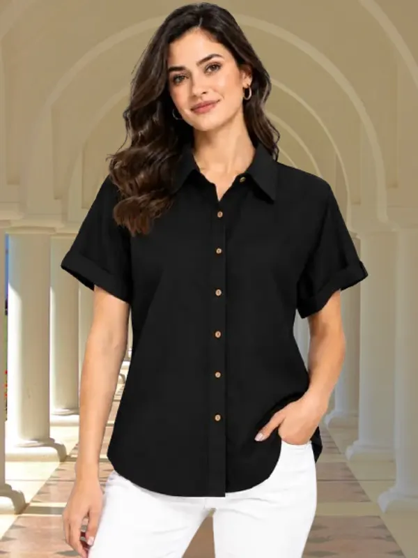 Black_Short_Sleeve_Cotton_Linen_Shirt_Black