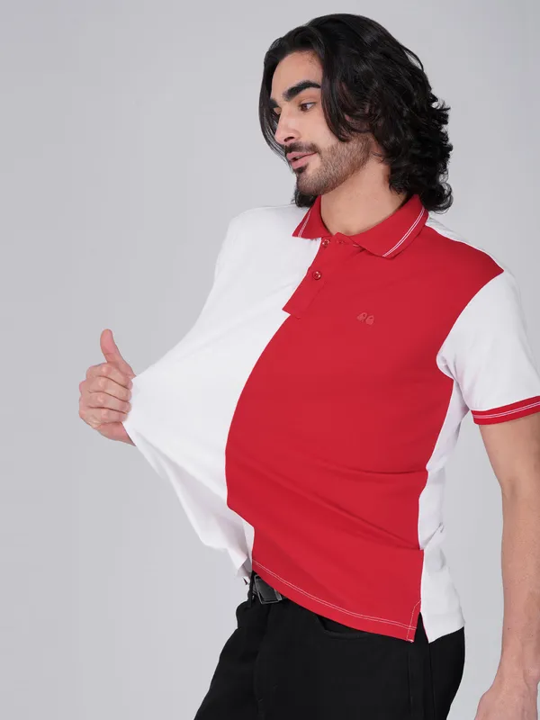 Men_S_Organic_Cotton_Polo_T_Shirt_With_Anti_Stain_Anti_Microbial_Protection_Stain_Release_Red_White