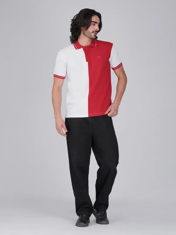 Men_S_Organic_Cotton_Polo_T_Shirt_With_Anti_Stain_Anti_Microbial_Protection_Stain_Release_Red_White