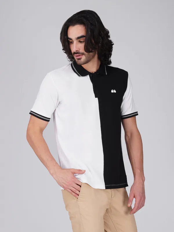 Men_S_Organic_Cotton_Polo_T_Shirt_With_Anti_Stain_Anti_Microbial_Protection_Stain_Release_White_Black