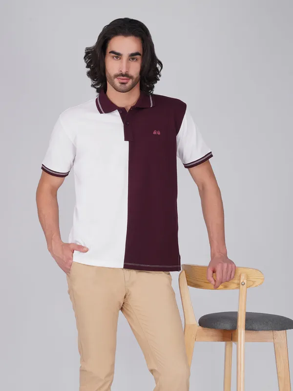 Men_S_Organic_Cotton_Polo_T_Shirt_With_Anti_Stain_Anti_Microbial_Protection_Stain_Release_Care_Finish_White_And_Wine
