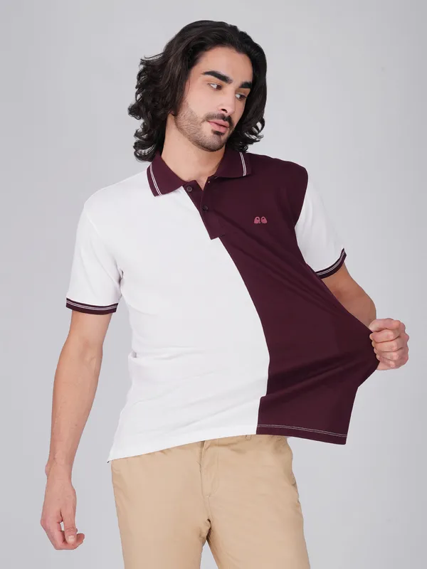 Men_S_Organic_Cotton_Polo_T_Shirt_With_Anti_Stain_Anti_Microbial_Protection_Stain_Release_Care_Finish_White_And_Wine