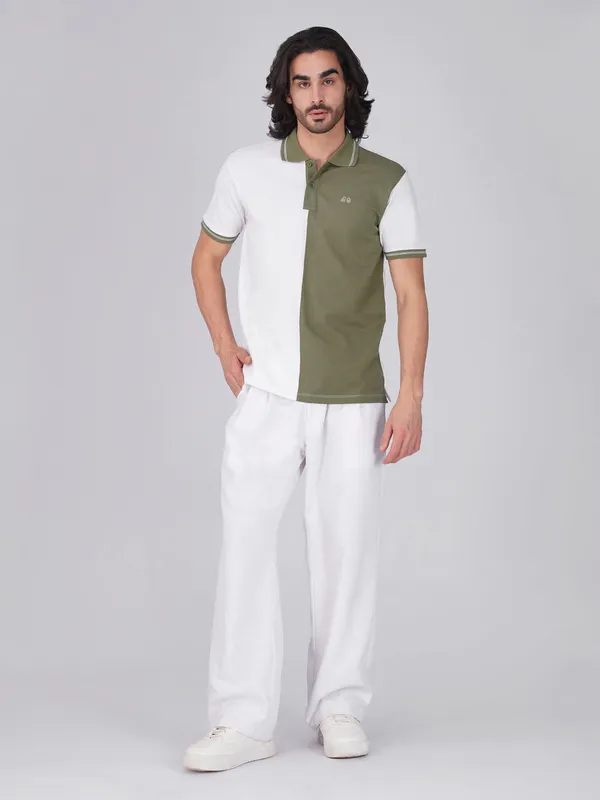 Men_S_Organic_Cotton_Polo_T_Shirt_With_Anti_Stain_Anti_Microbial_Protection_Stain_Release_Care_Finish_White_Olive_Green