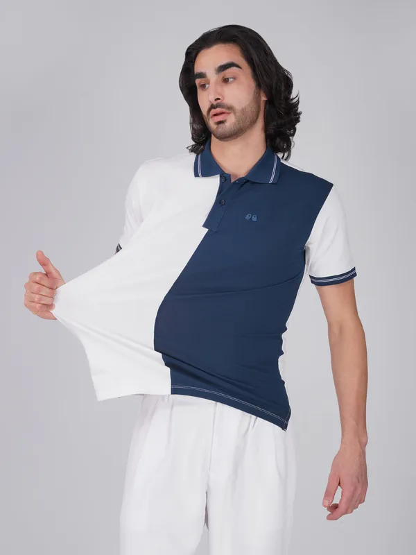 Men_S_Organic_Cotton_Polo_T_Shirt_With_Anti_Stain_Anti_Microbial_Protection_Stain_Release_Care_Finish_White_Blue