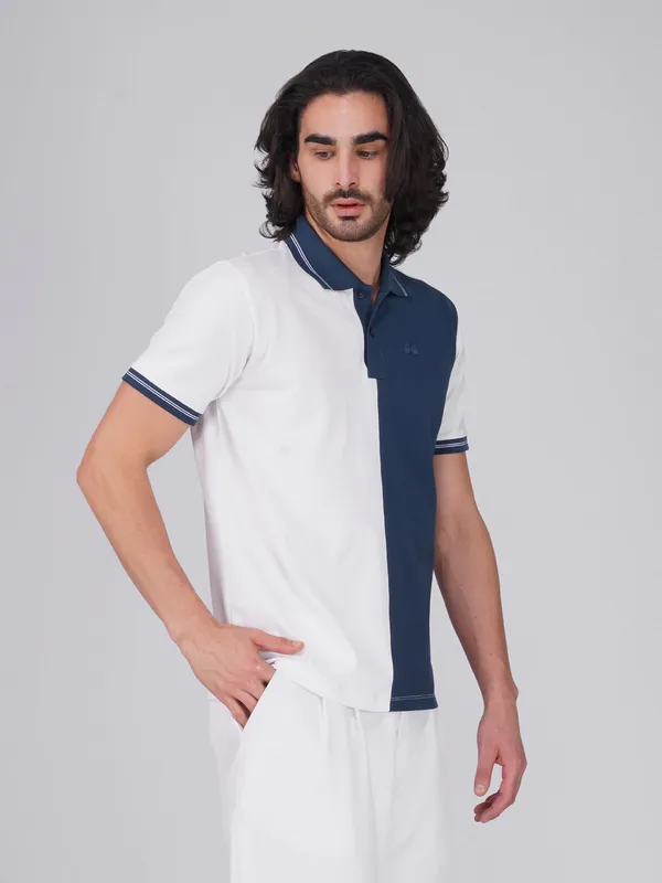 Men_S_Organic_Cotton_Polo_T_Shirt_With_Anti_Stain_Anti_Microbial_Protection_Stain_Release_Care_Finish_White_Blue