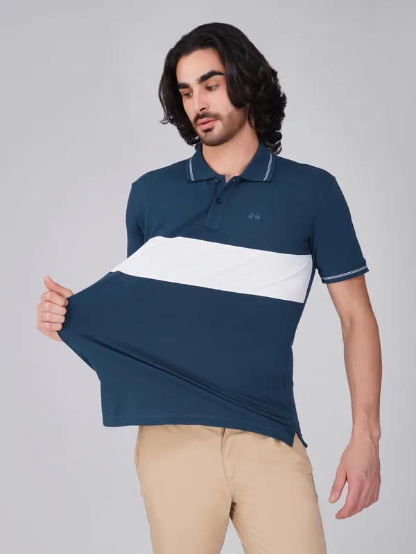 Men_S_Blue_Organic_Cotton_Polo_T_Shirt_With_Anti_Stain_Anti_Microbial_Protection