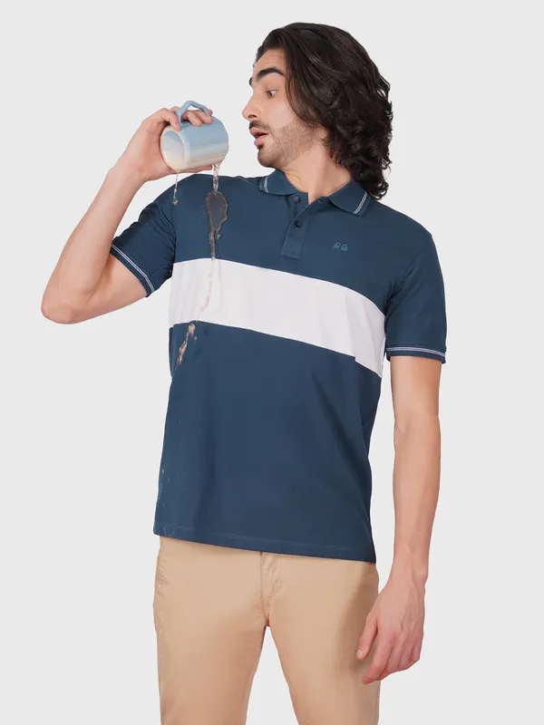 Men_S_Blue_Organic_Cotton_Polo_T_Shirt_With_Anti_Stain_Anti_Microbial_Protection